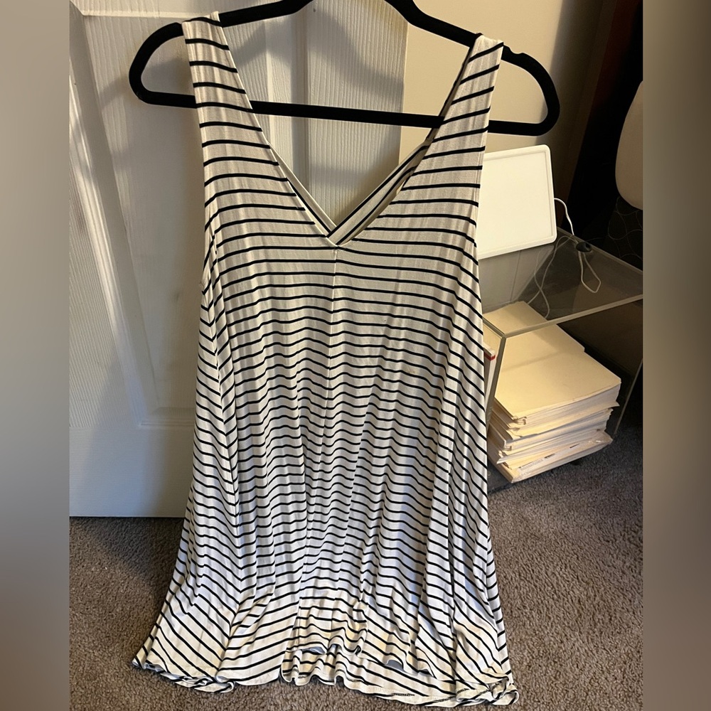 AE Soft and Sexy Black and White Striped Oversized Tank Dress